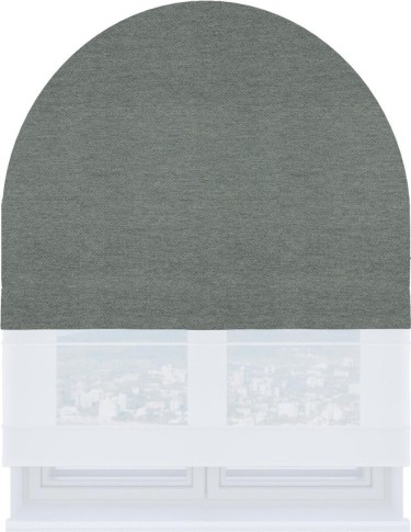 Римская штора «Кортин» день-ночь для арочного проёма, ткань твид блэкаут серый