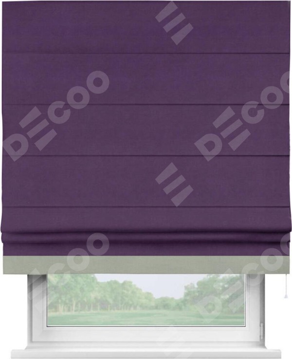 Римская штора «Кортин» с кантом Джестер, для проема, ткань вельвет темно-фиолетовый