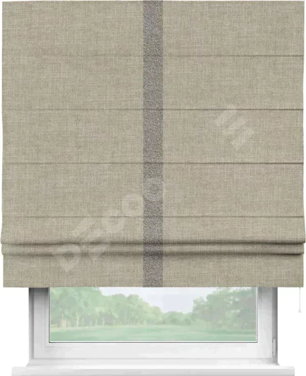Римская штора «Кортин» для проёма, лён бежевый, с кантом Хайвэй