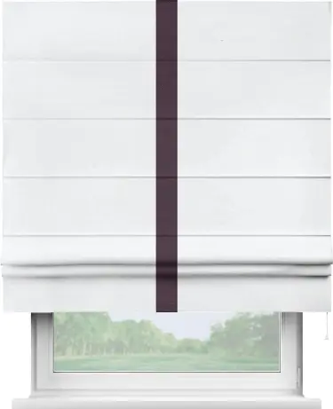 Римская штора «Кортин» для проема, лён димаут белый с кантом Хайвэй