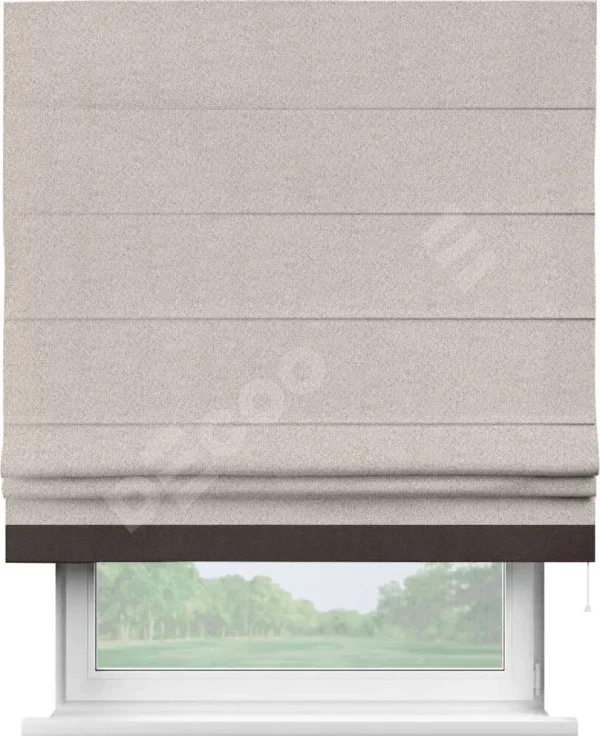 Римская штора «Кортин» для проема, лён димаут бежевый с кантом Джестер