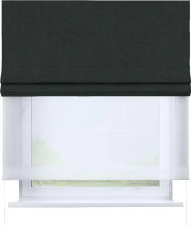 Римская штора «Кортин» день-ночь, ткань лён блэкаут, графит