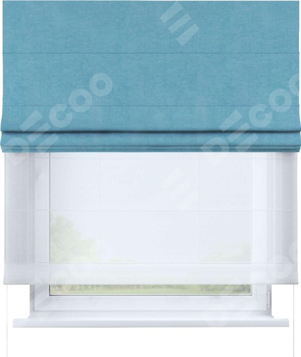 Римская штора «Кортин» день-ночь, ткань вельвет ментоловый