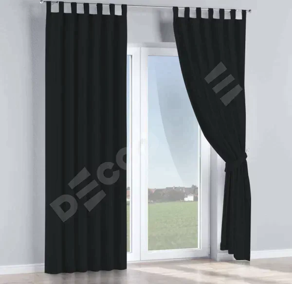 Комплект штор блэкаут однотонный черный, на петлях