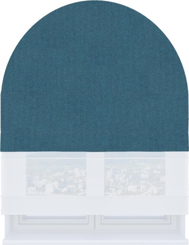 Римская штора «Кортин» день-ночь для арочного проёма, лён блэкаут синий