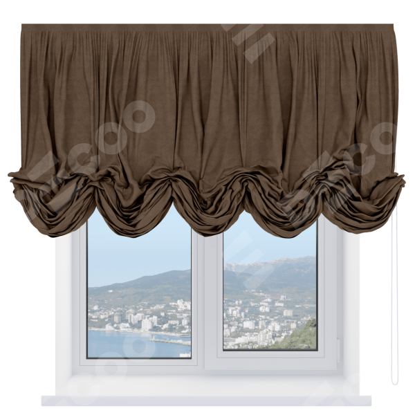 Австрийская штора «Кортин», ткань софт однотонный бронзовый