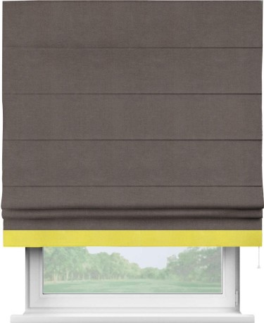 Римская штора «Кортин» с кантом Джестер, для проема, ткань вельвет коричневый