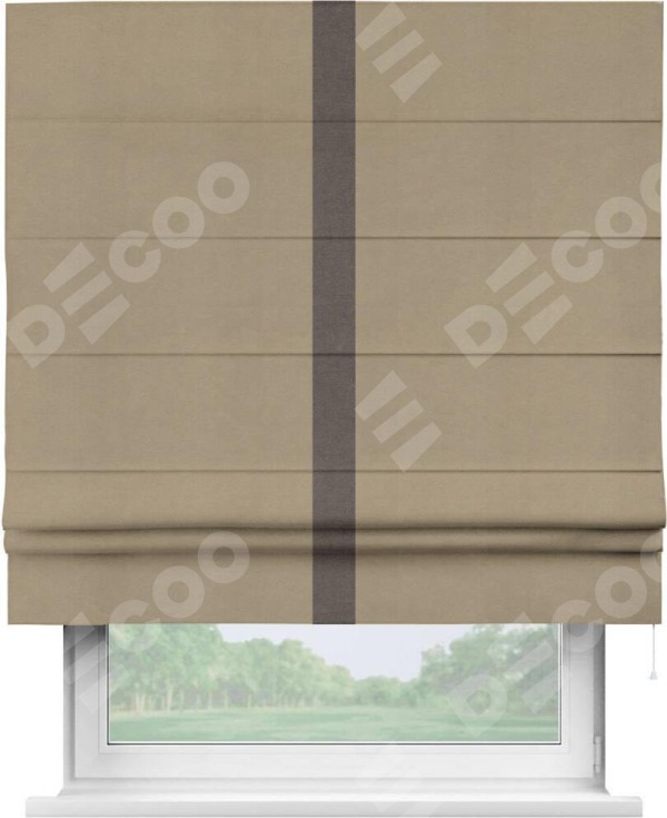 Римская штора «Кортин» с кантом Хайвэй, для проема, ткань вельвет кофейный