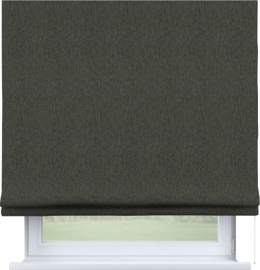 Римская штора «Кортин» для проема, ткань твид блэкаут, тёмно-серый