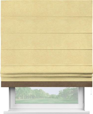 Римская штора «Кортин» с кантом Джестер, для проема, ткань софт однотонный золотой