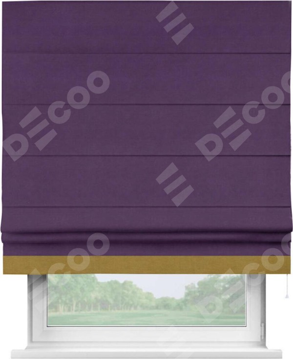 Римская штора «Кортин» с кантом Джестер, для проема, ткань вельвет темно-фиолетовый