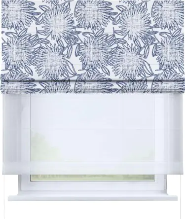 Римская штора «Кортин» день-ночь «Синий букет»