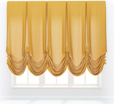 Австрийская штора «Кортин», ткань вельвет желтый