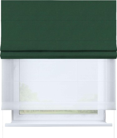 Римская штора «Кортин» день-ночь, ткань лён димаут, тёмно-зелёный