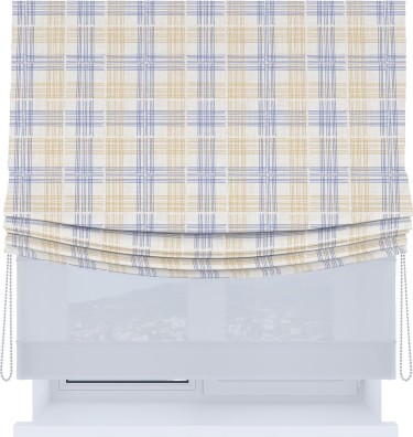 Римская штора «Кортин», день-ночь с мягкими складками, «Клетки кантри»